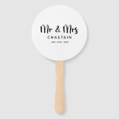 Eenvoudige Mr & Mrs | Bruiloft Monogram Handwaaier (Achterkant)