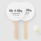 Eenvoudige Mr & Mrs | Bruiloft Monogram Handwaaier (Voorkant en achterkant)