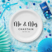 Eenvoudige Mr & Mrs | Bruiloft Monogram Papieren Bordje