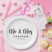 Eenvoudige Mr & Mrs | Bruiloft Monogram Papieren Bordje