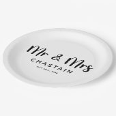 Eenvoudige Mr & Mrs | Bruiloft Monogram Papieren Bordje
