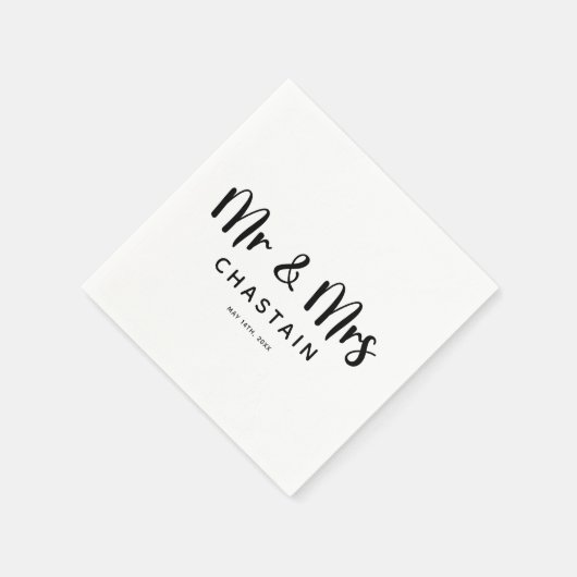 Eenvoudige Mr & Mrs | Bruiloft Monogram Servet (Hoek)
