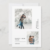 Eenvoudige multi foto Gelukkig Nieuwjaar Feestdagenkaart (Voorkant)