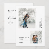 Eenvoudige multi foto Gelukkig Nieuwjaar Feestdagenkaart (Voorkant / Achterkant)