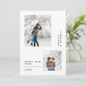 Eenvoudige multi foto Gelukkig Nieuwjaar Feestdagenkaart (Staand voorkant)