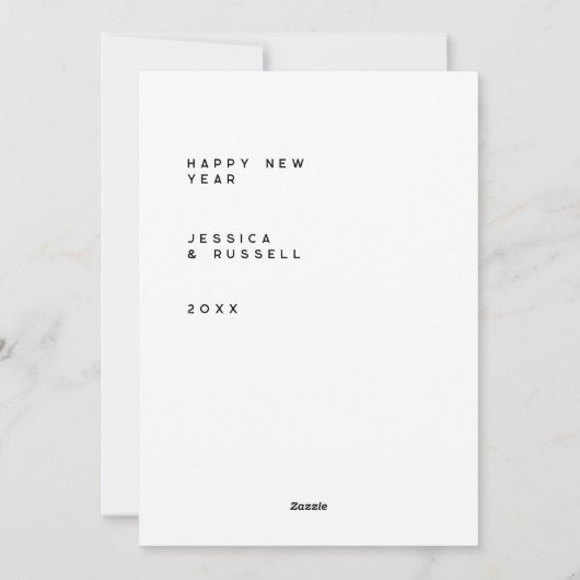 Eenvoudige multi foto Gelukkig Nieuwjaar Feestdagenkaart (Achterkant)