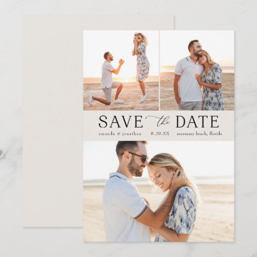Eenvoudige Multi-Photo Save the Date Kaart (Voorkant / Achterkant)