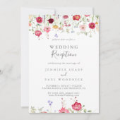 Eenvoudige Multicolor Wildflower bruiloft receptie Kaart (Voorkant)