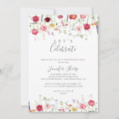 Eenvoudige Multicolor Wildflower Let's Celebrate P Kaart (Voorkant)