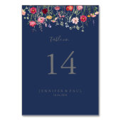 Eenvoudige Multicolor Wildflower Navy bruiloft Kaart (Voorkant)