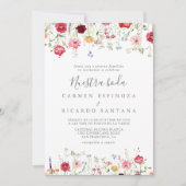 Eenvoudige Multicolor Wildflower Nuestra Boda brui Kaart (Voorkant)