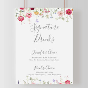 Eenvoudige Multicolor Wildflower Signature Drinken Poster