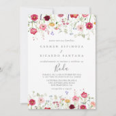 Eenvoudige Multicolor Wildflower Spaanse bruiloft Kaart (Voorkant)