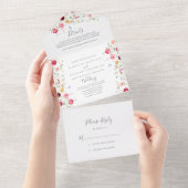 Eenvoudige Multicolor Wildflower Wedding All In One Uitnodiging (Afscheurbaar)