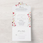 Eenvoudige Multicolor Wildflower Wedding All In One Uitnodiging (Binnen)