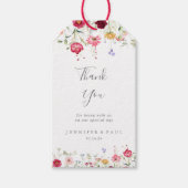 Eenvoudige Multicolor Wildflower Wedding Dank u Cadeaulabel (Voorkant)