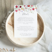 Eenvoudige Multicolor Wildflower Wedding Details Informatiekaartje