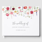 Eenvoudige Multicolor Wildflower Wedding Gastenboek (Voorkant)
