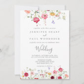 Eenvoudige Multicolor Wildflower Wedding Kaart (Voorkant)