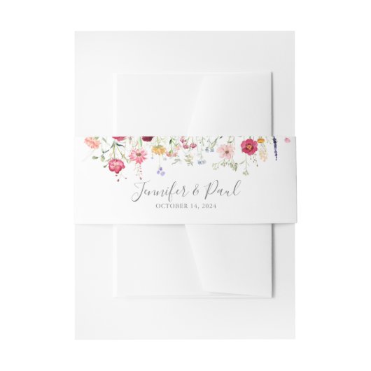 Eenvoudige Multicolor Wildflower Wedding Uitnodigingen Wikkel (Voorkant Voorbeeld)