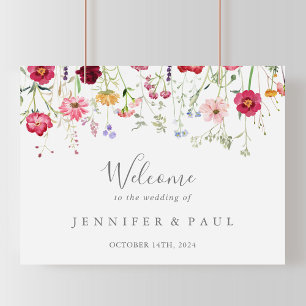 Eenvoudige Multicolor Wildflower Wedding Welkomstb Poster