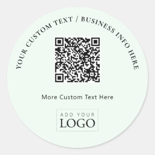 Eenvoudige Munt Zakelijk Logo QR Code Promotie Ronde Sticker