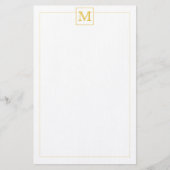 Eenvoudige Mustard Initiaal Monogram Square border Briefpapier (Voorkant)