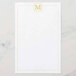 Eenvoudige Mustard Initiaal Monogram Square border Briefpapier