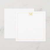 Eenvoudige Mustard Initiaal Monogram Square border Notitiekaartje (Voorkant / Achterkant)