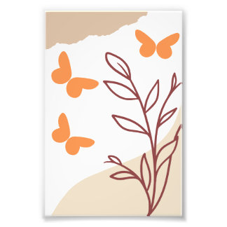 Eenvoudige muurkunst met de vlinders foto afdruk