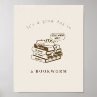 Eenvoudige muurkunstposter | boekenwurm | boekenli