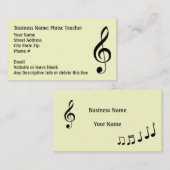 Eenvoudige muziek Clef Note Black en White Generic Visitekaartje (Voorkant / Achterkant)