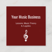 Eenvoudige Muzikale Treble Clef QR code Rood Vierkante Visitekaartje (Voorkant)