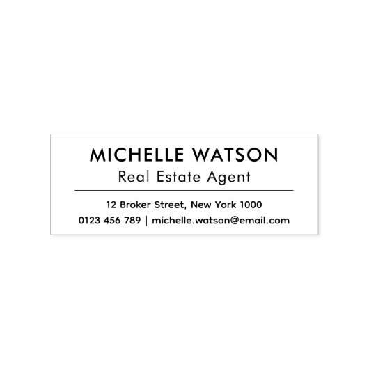 Eenvoudige Naam & Adres Zakelijk Realtor Business Rubberstempel (Afrduk)