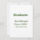 Eenvoudige naam afstudeerder school naam klas van  kaart (Achterkant)