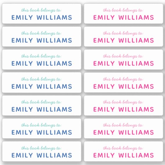 Eenvoudige naam boekkenteken sticker (Voorkant)