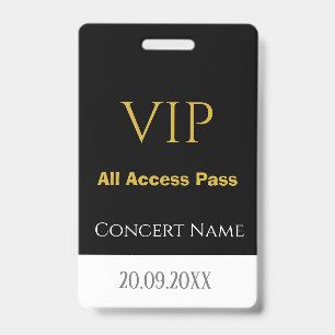 Eenvoudige Naam Datum VIP All Access Pass Concert Badge