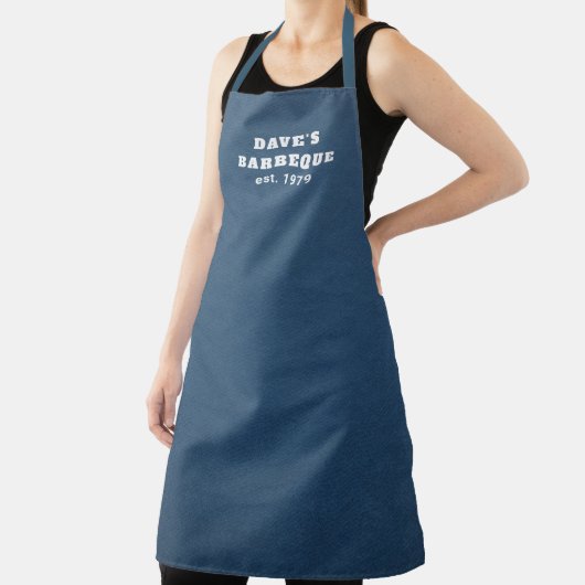 Eenvoudige naam Denim Blue Modern Schort (Insitu)