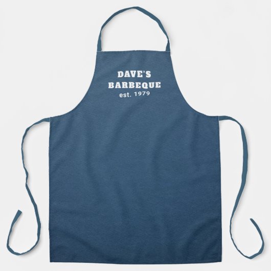 Eenvoudige naam Denim Blue Modern Schort (Voorkant)