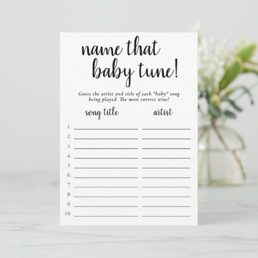 Eenvoudige naam die Baby Tune | Zwart Wit Spel Kaa Kaart (Staand voorkant)