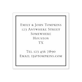 Eenvoudige naam en adresvierkant voor retourzendin rubberstempel