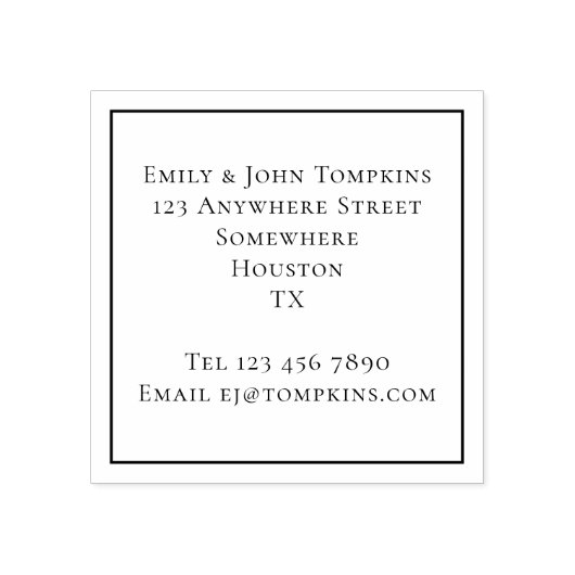 Eenvoudige naam en adresvierkant voor retourzendin rubberstempel (Afrduk)