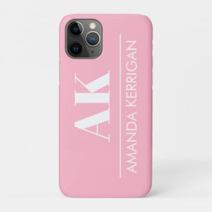 Eenvoudige naam en Initialen Zacht Roze en Wit Case-Mate iPhone Case