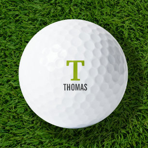 Eenvoudige naam en monogram eerste persoongemaakte golfballen