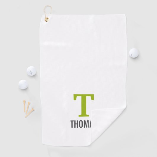 Eenvoudige Naam en Monogram Initiaal Gepersonalise Golfhanddoek (Insitu)