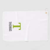 Eenvoudige Naam en Monogram Initiaal Gepersonalise Golfhanddoek (Horizontaal)
