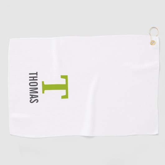 Eenvoudige Naam en Monogram Initiaal Gepersonalise Golfhanddoek (Horizontaal)