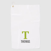 Eenvoudige Naam en Monogram Initiaal Gepersonalise Golfhanddoek (Voorkant)