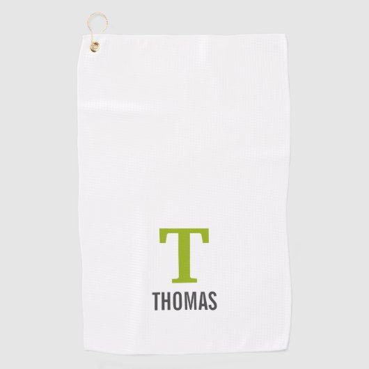 Eenvoudige Naam en Monogram Initiaal Gepersonalise Golfhanddoek (Voorkant)