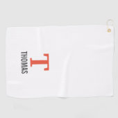 Eenvoudige Naam en Monogram Initiaal Gepersonalise Golfhanddoek (Horizontaal)